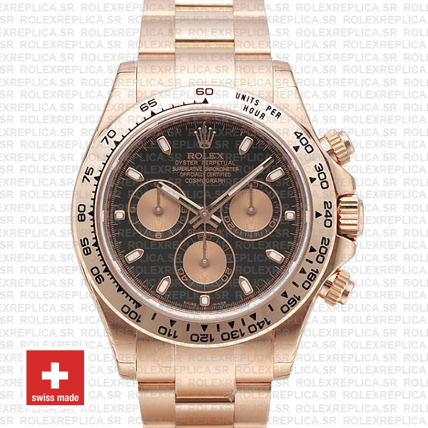 Rolex Daytona Rose Gold Black Dial | Rolex Replica Watch