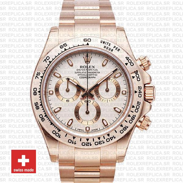 Rolex Daytona 18k Rose Gold Ivory Dial | Rolex Replica Watch