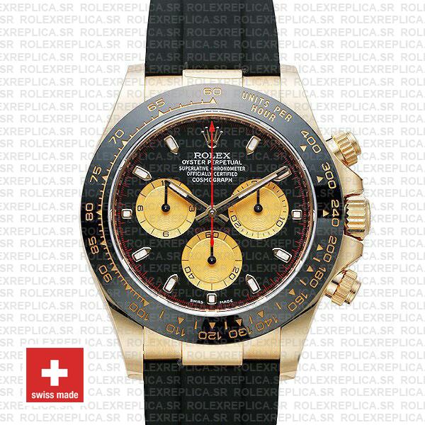 Rolex Daytona Gold Black Panda Dial Ceramic Bezel Replica