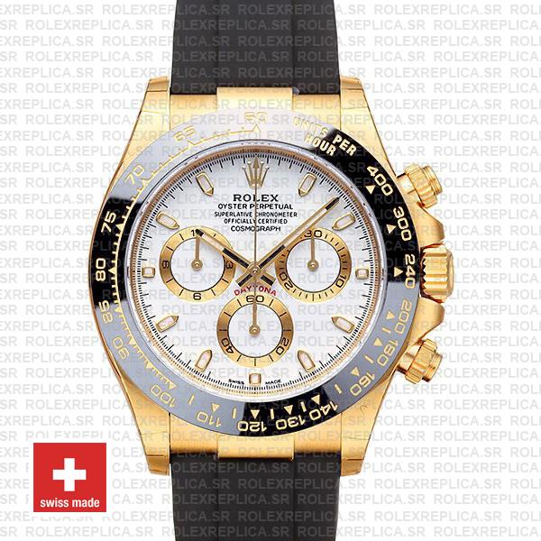 Rolex Daytona Yellow Gold Rubber White Dial | Rolex Replica