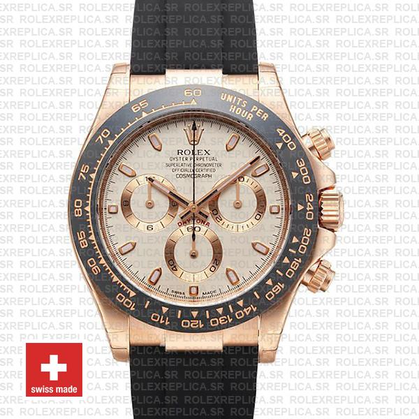 Rolex Daytona Rubber Rose Gold Ivory Ceramic 40mm