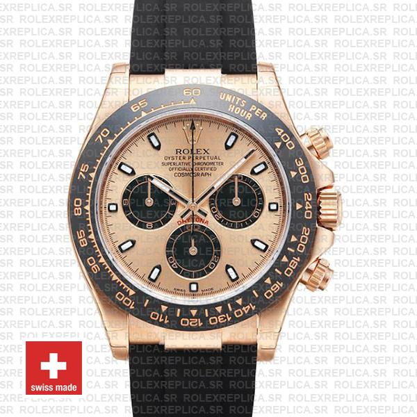 Rolex Daytona Rubber Rose Gold Pink Black Ceramic 40mm 116515 Swiss Replica