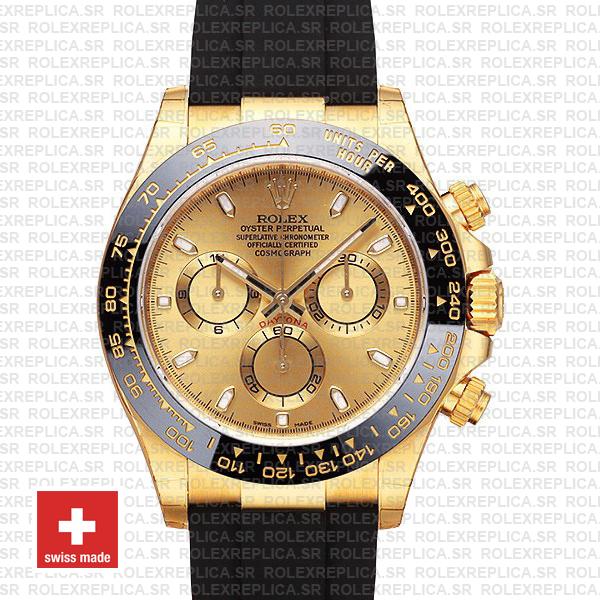 Rolex Daytona 18k Yellow Gold Rubber Strap | Replica Watch