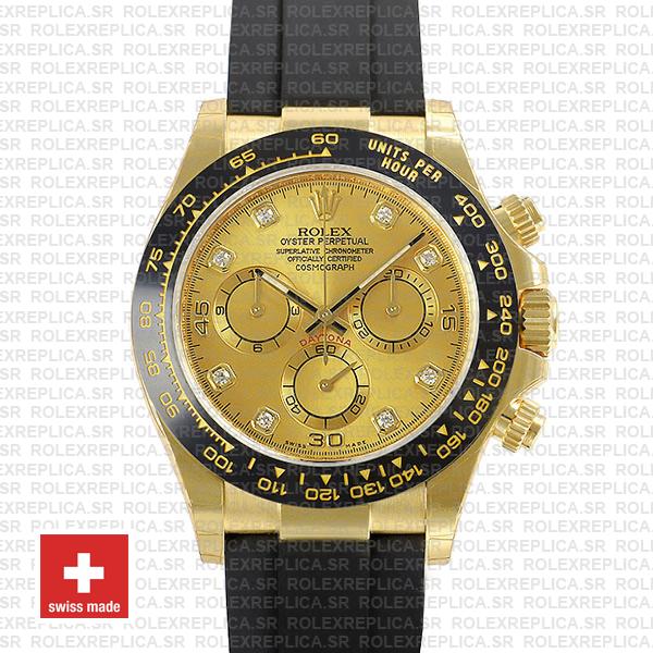 Rolex Daytona Gold Ceramic Bezel | Gold Diamond Dial Watch