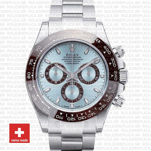 Rolex Daytona Platinum Cosmograph Ice Blue Dial 40 mm Brown Bezel – D&A  TIMEPIECES