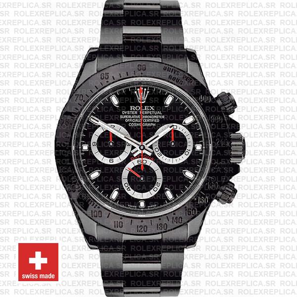 Rolex Daytona Swiss Replica 116520 Black Dlc Red Needles