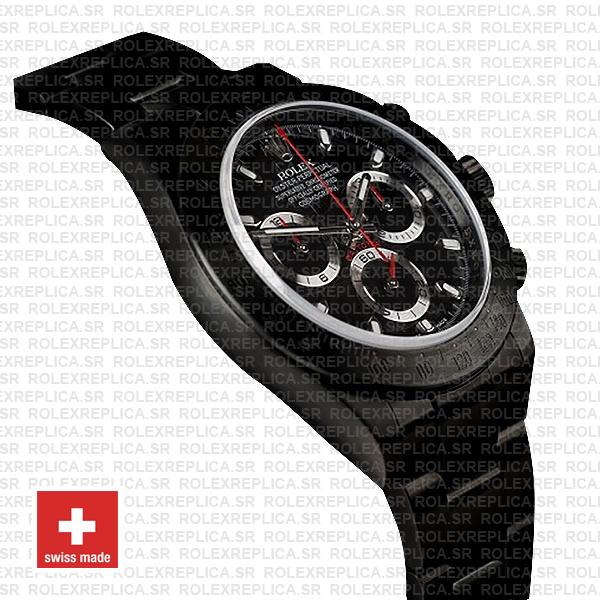 Rolex Daytona Swiss Replica 116520 Black Dlc Red Needles