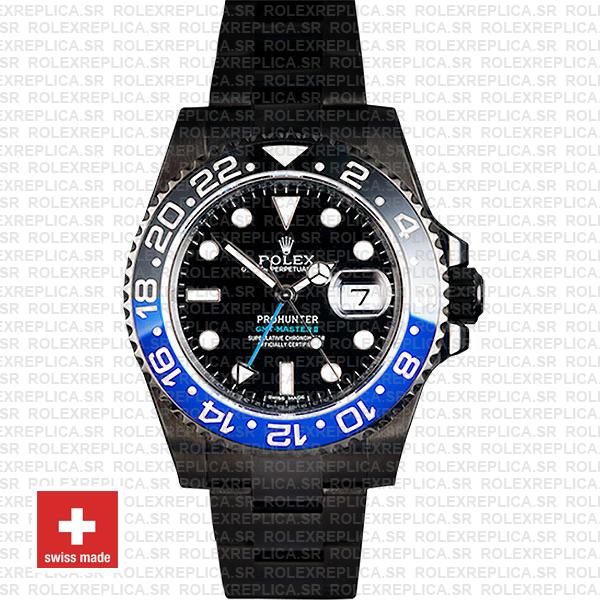 Rolex GMT-Master II Pro Hunter DLC Batman Black Dial Watch