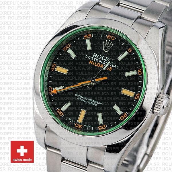 Rolex Milgauss Stainless Steel Green Dial Rolex Replica Watch