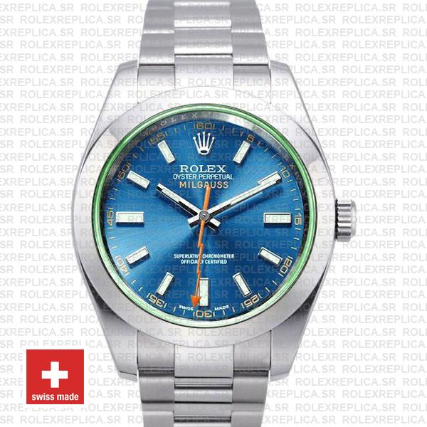 Rolex Milgauss Stainless Steel Blue Dial Watch | Rolex Replica