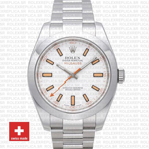 Rolex Milgauss Stainless Steel White Dial | Rolex Replica Watch