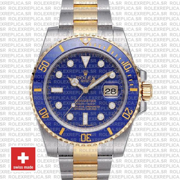 Rolex Submariner Yellow Gold 2 Tone Blue Dial Replica Watch