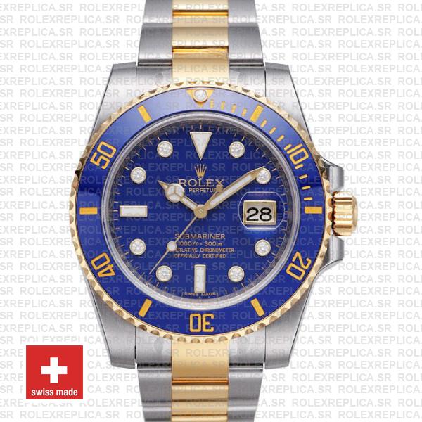 Rolex Submariner Yellow Gold 2 Tone Blue Dial Replica Watch