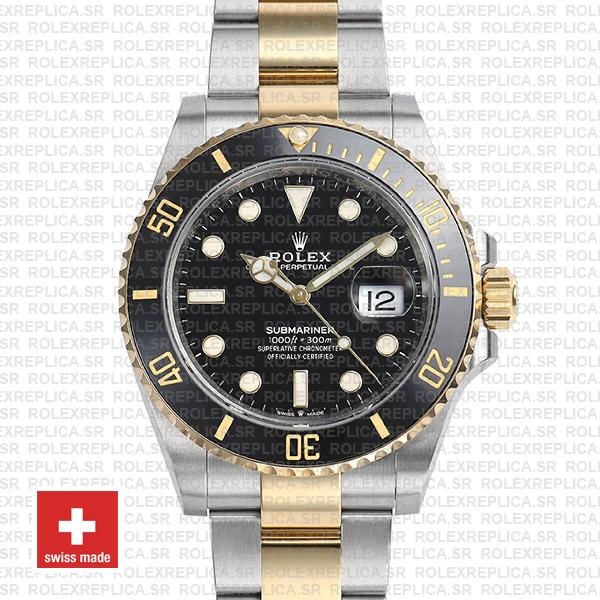 Rolex Submariner 2 Tone Black Dial 41mm Replica Watch