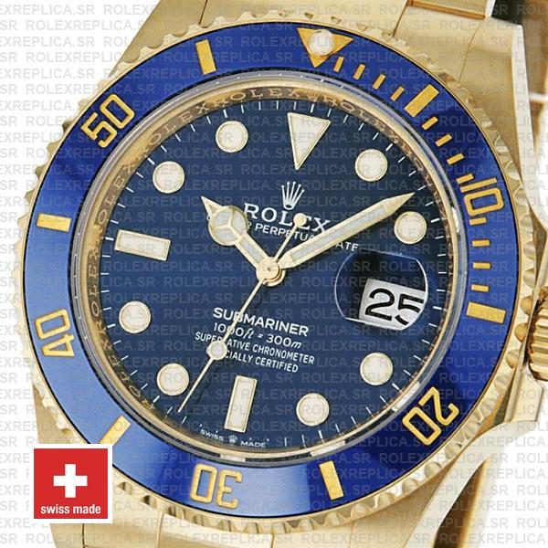 Rolex Submariner Gold Blue Ceramic Bezel