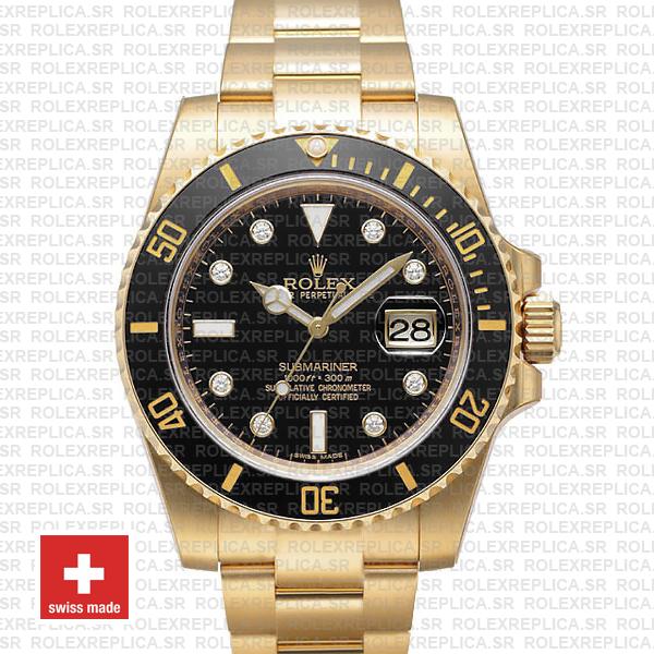 Rolex Submariner Diamonds Black Dial 40mm Date Watch