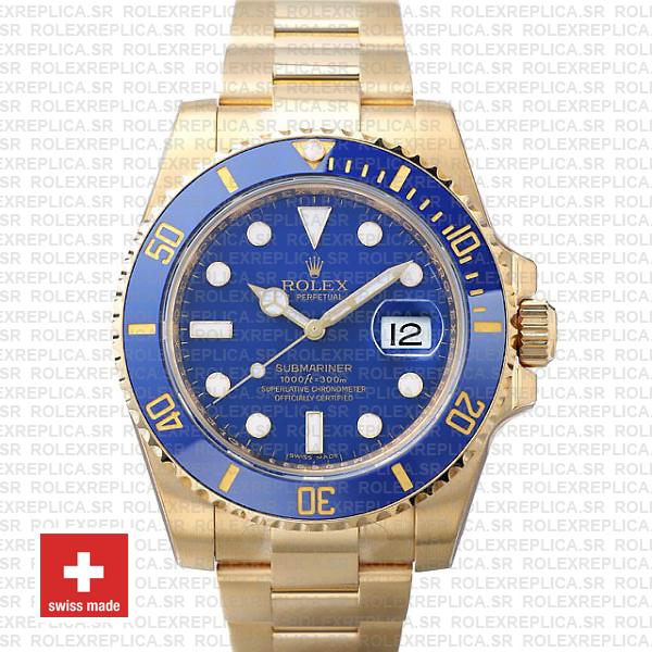 Rolex Submariner 18k Gold Blue Dial | Rolex Replica Watch