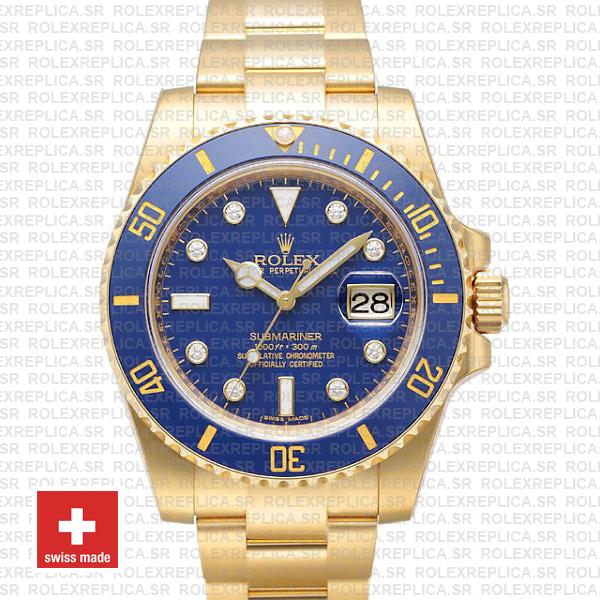 Rolex Submariner Gold Blue Diamond Dial | Rolex Replica