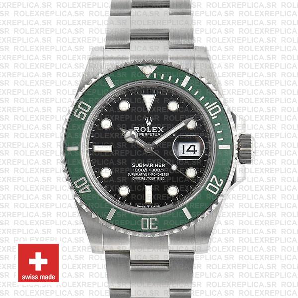 Rolex Submariner Green Ceramic Bezel Black Dial 41mm Watch