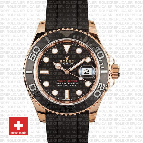 Rolex Yacht-Master Rose Gold Black Dial Rolex Replica Watch
