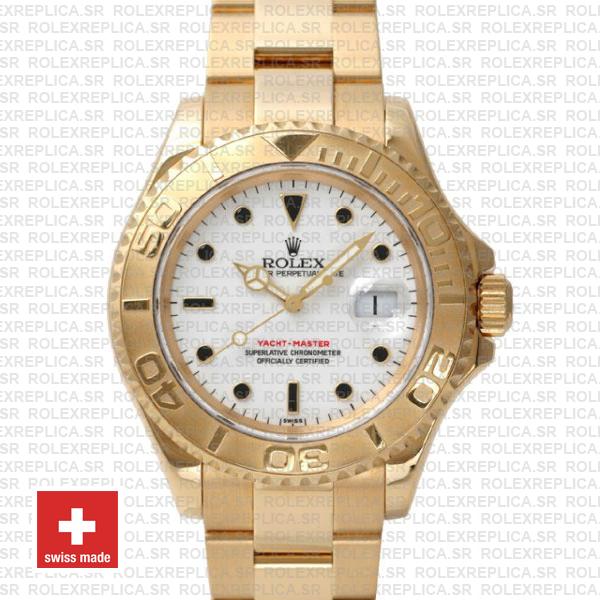 Rolex Yacht-Master 40mm 18k Yellow Gold White Dial Watch