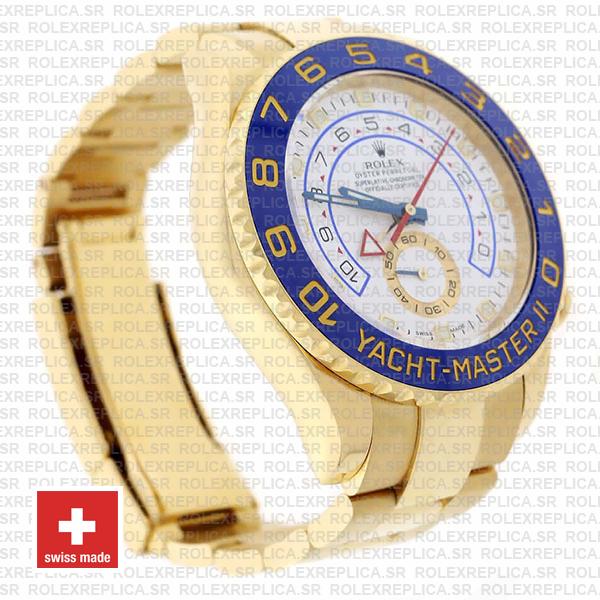 Rolex Yacht Master Ii 18k Yellow Gold White Dial Blue Ceramic Bezel 116688 44mm